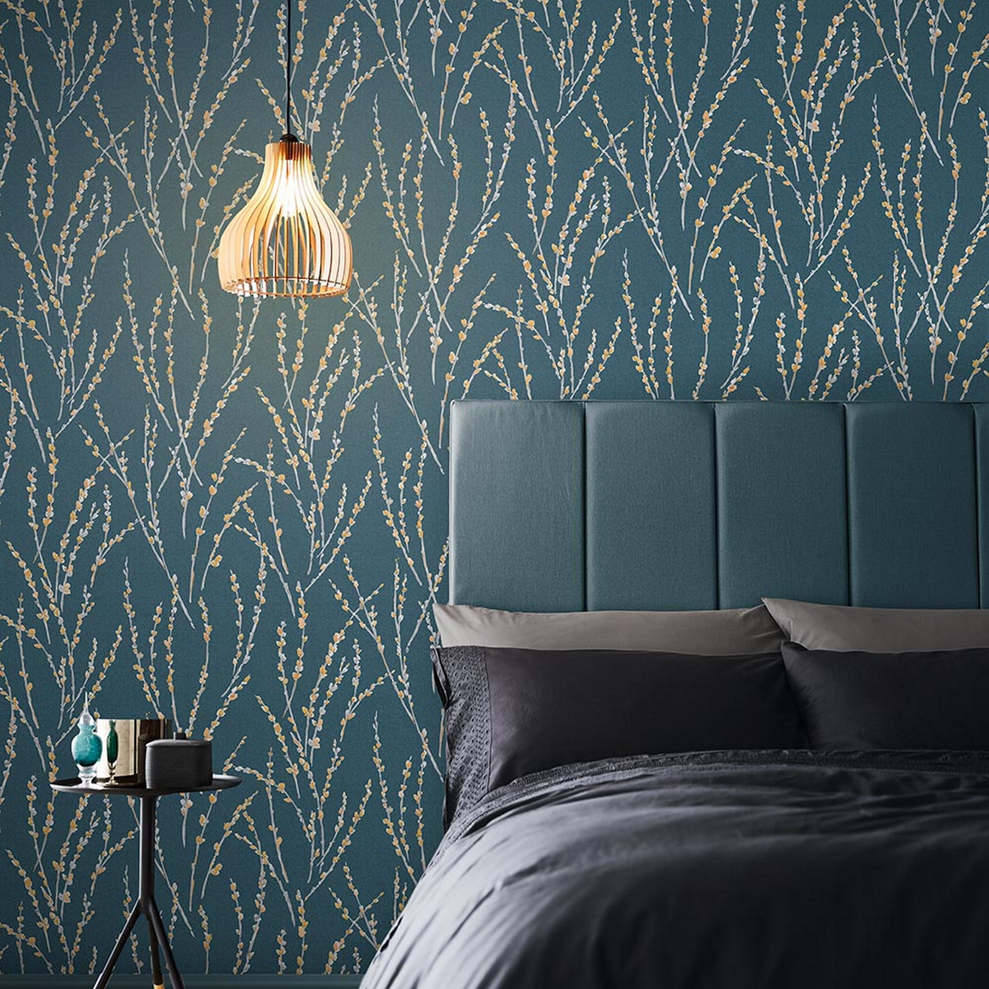 Floret Wallpaper 106427 By Graham Brown In Teal Blue